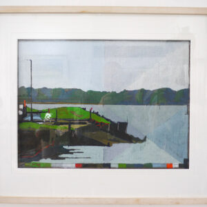 Piers Ottey painting in oils: Birdham Pool