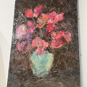 Sweet peas oil painting by Sarah Burgess