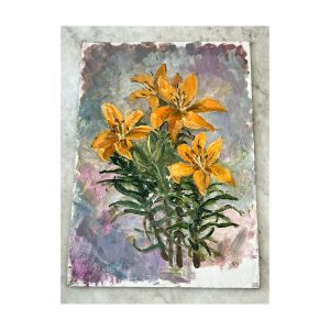Tiger Lily vintage oil painting
