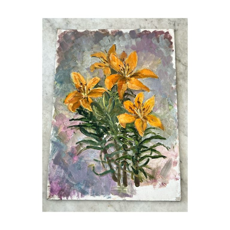 Tiger Lily vintage oil painting
