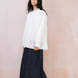 Sula button through cotton shirt with embroidery