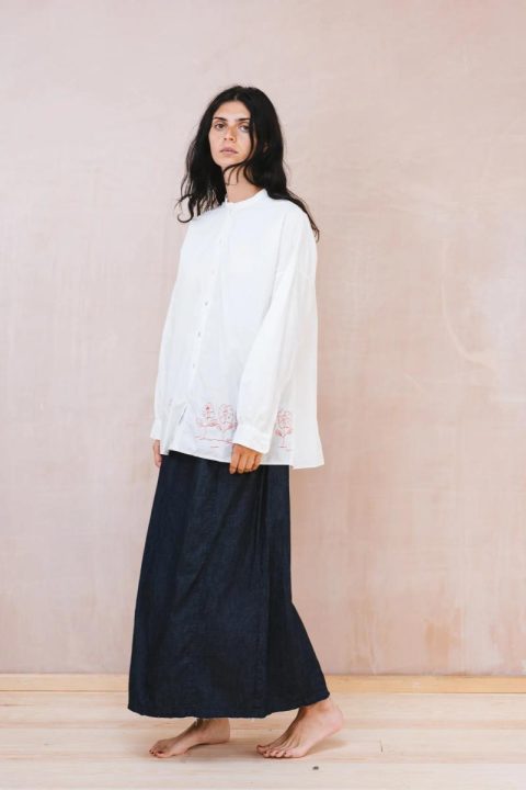 Sula button through cotton shirt with embroidery